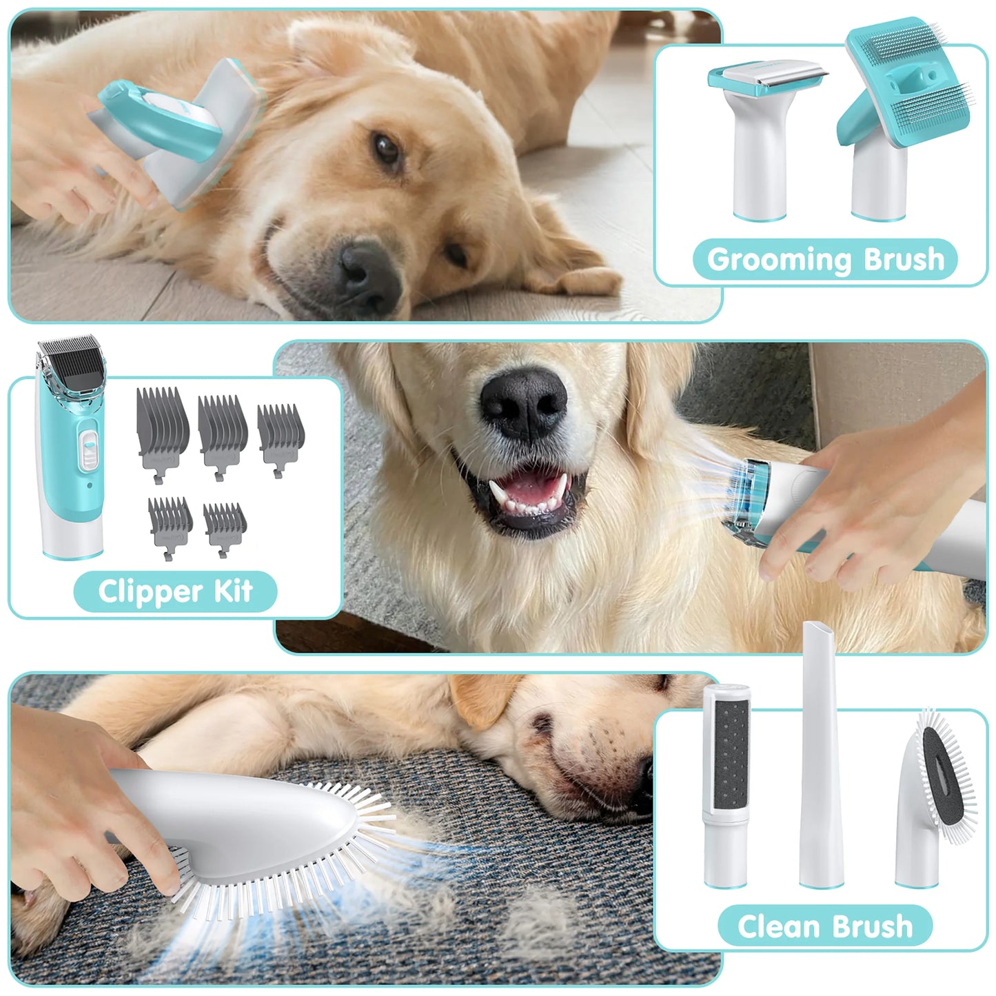 Transform Your Pet Grooming Experience with the Professional 6-In-1 Dog Grooming Vacuum Kit - Unmatched 11000PA Suction Power and 1.5L Capacity for Effortless Hair Removal and Complete Grooming Solutions