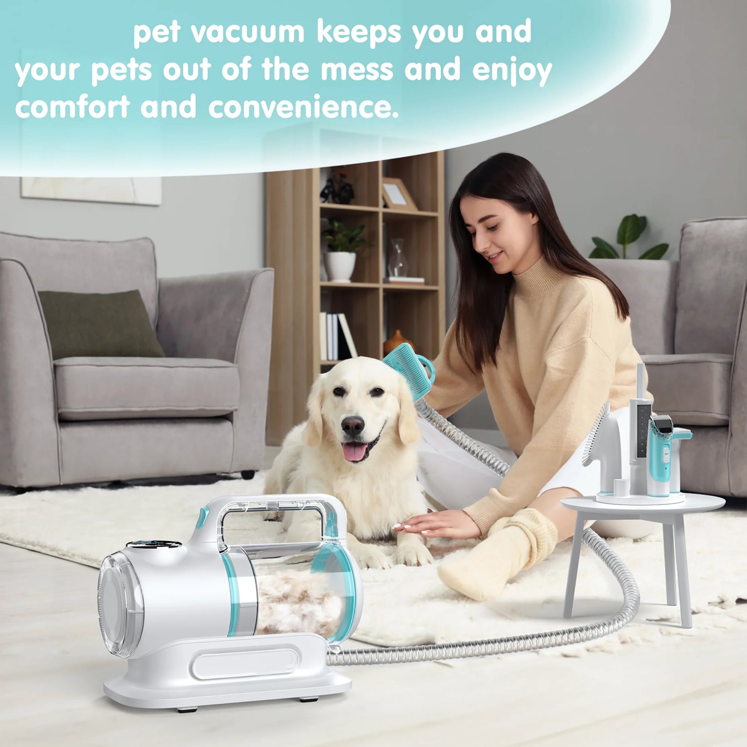 Transform Your Pet Grooming Experience with the Professional 6-In-1 Dog Grooming Vacuum Kit - Unmatched 11000PA Suction Power and 1.5L Capacity for Effortless Hair Removal and Complete Grooming Solutions