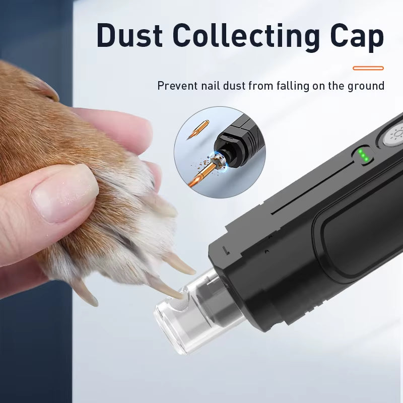 Professional Electric Pet Nail Grinder with LED Light - Rechargeable Dog Nail Clippers & Cat Claw Grooming Tool